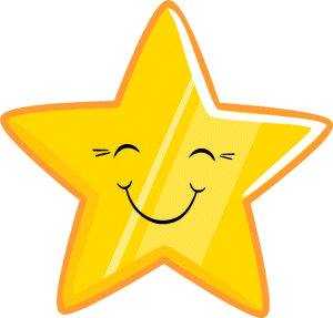 Gold Star with Smiley Face